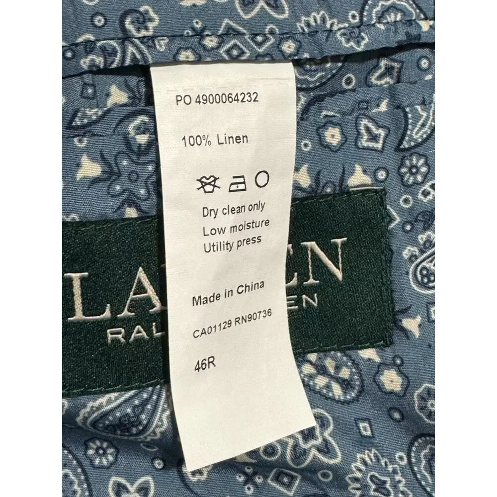 Polo Ralph Lauren Blue Linen Blazer Sport Coat - Men's Size 46R
